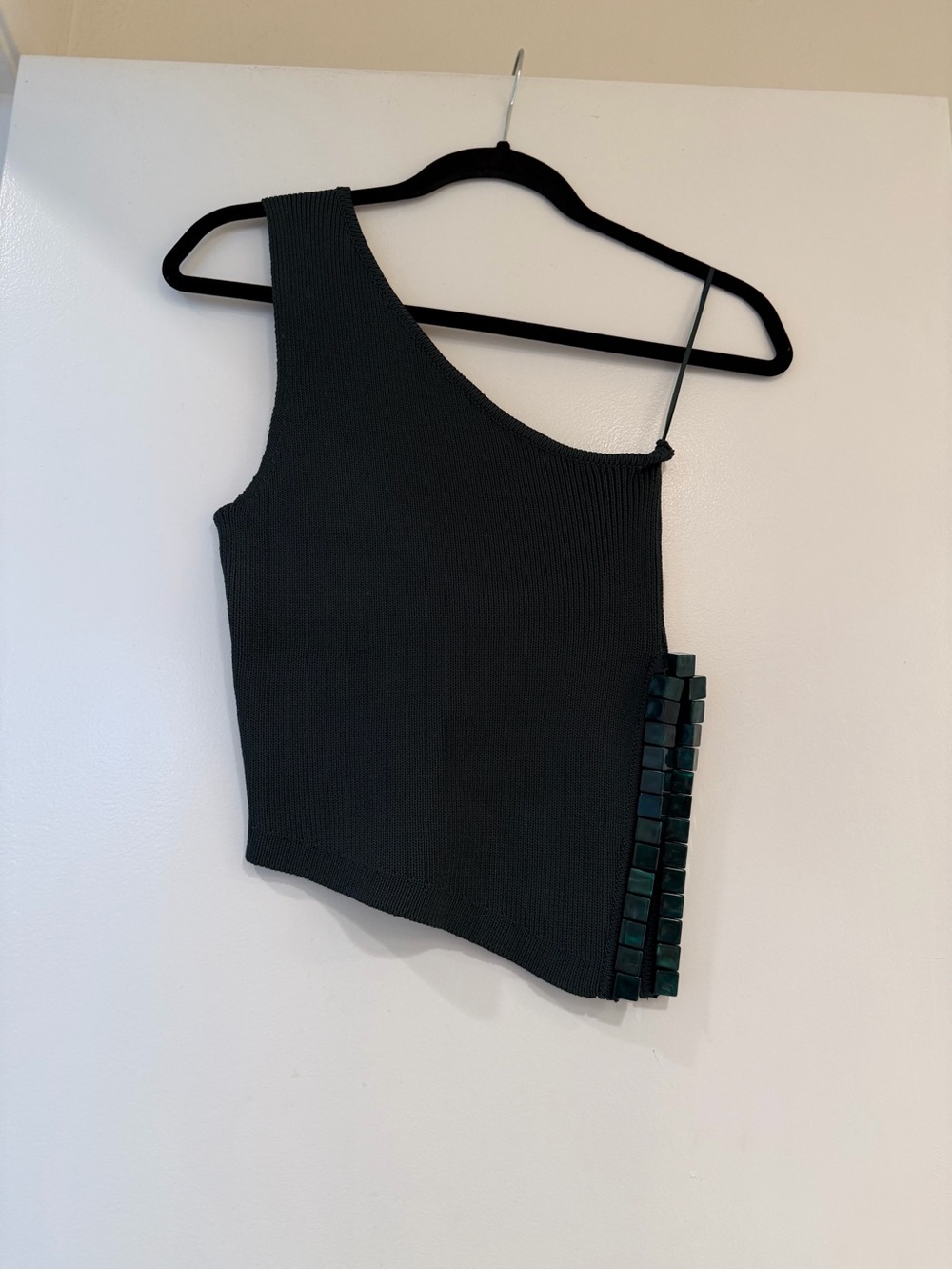 Zara Dark Green Ribbed Knit Top